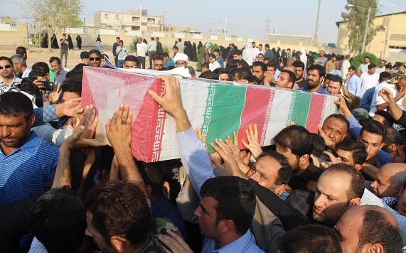 تشییع پیکر شهید مدافع حرم سجاد باوی در شهرستان کارون