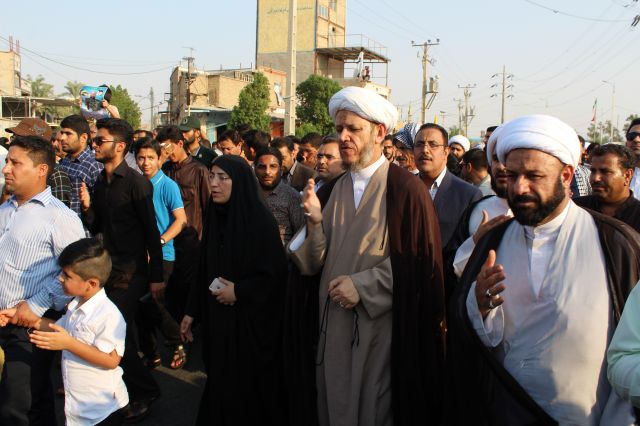 تشییع پیکر شهید مدافع حرم سجاد باوی در شهرستان کارون