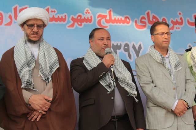 صبحگاه مشترک نیروهای مسلح در شهرستان کارون برگزار شد.