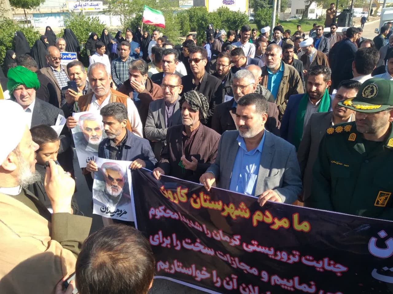 راهپیمایی مردم شهرستان کارون درمحکومیت حادثه تروریستی کرمان